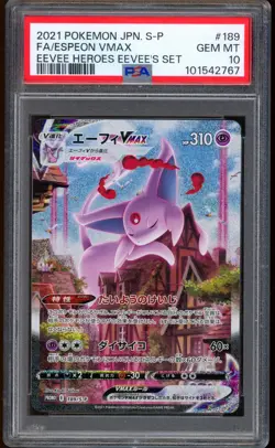 2021 Pokemon Espeon VMAX Eevee Heroes Full Art Japanese S-P #189 PSA 10 GEM MINT - Image 1