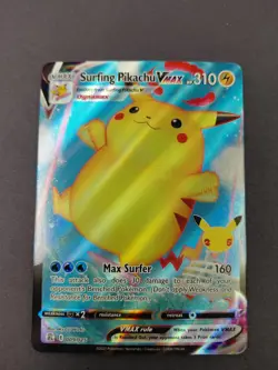 Pokemon Surfing Pikachu VMAX Ultra Rare Celebrations 009/025 NM TCG Card - Image 1