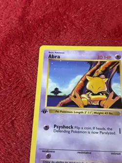 43/102 Abra 1st Edition Pokemon Base Set Shadowless Played 1999 - Image 2