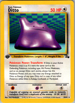 Pokemon TCG Fossil Ditto 18/62 1st Edition Non-Holo Rare - Image 1
