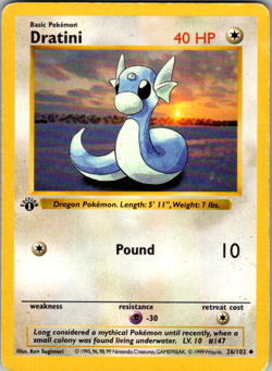 Dratini 26/102 1st Edition - Pokemon Base Set Shadowless - LP - Image 1