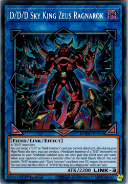 Yu-Gi-Oh! D/D/D Sky King Zeus Ragnarok DOOD-EN049 – Secret Rare – 1st Edition - Image 1