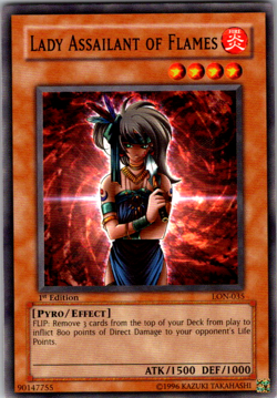 Yu-Gi-Oh! Lady Assailant of Flames LON-035 – 1st Edition – Pyro/Effect – NM - Image 1
