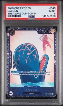 Laboon Treasure Cup Top 64 EB01-048 One Piece TCG PRIZE CARD PSA 9 - Image 1