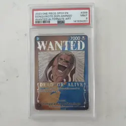 2023 One Piece OP03 EN Wanted Alternate Art #009 Donquixote Doflamingo PSA 9 - Image 1