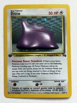 Ditto 3/62 Rare Fossil Holo 1st Edition Pokemon NP - Image 1