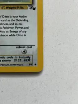 Ditto 3/62 Rare Fossil Holo 1st Edition Pokemon NP - Image 5