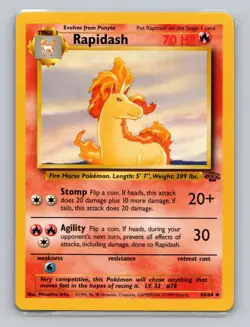 Rapidash 44/64 Uncommon Pokemon TCG WOTC Unlimited Jungle Light Play LP - Image 1
