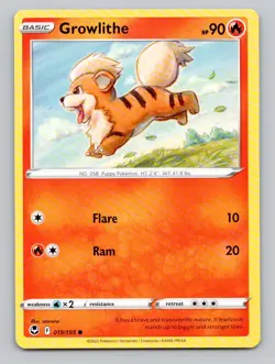 Growlithe #019/195 Common SWSH12: Silver Tempest Pokemon - Image 1