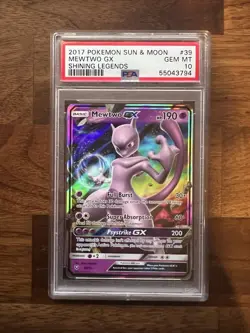 2017 POKEMON SUN & MOON SHINING LEGENDS #39 MEWTWO GX PSA 10 - Image 1