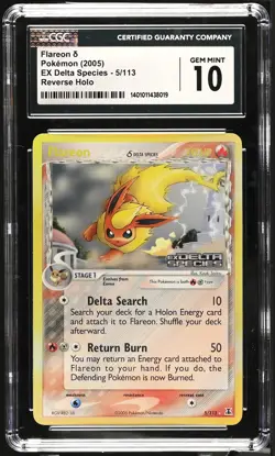 2005 Pokemon EX Delta Species Flareon δ Reverse Holo 5/113 CGC 10 #5/113 - Image 1