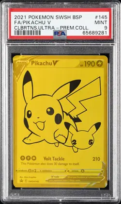 2021 POKEMON SWSH BLACK STAR PROMO #145 FULL ART/PIKACHU V PSA 9 - Image 1