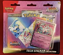 Sealed Pokemon Prismatic Evolutions 3 Pack Sylveon Promo Tech Sticker Collection - Image 1