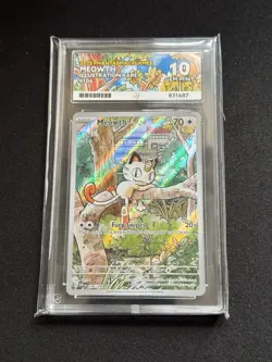 Meowth 106/094 Pokemon Phantasmal Flames Ace 10 Perfect Sub Grades Illustration - Image 1