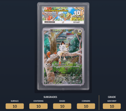 Meowth 106/094 Pokemon Phantasmal Flames Ace 10 Perfect Sub Grades Illustration - Image 3