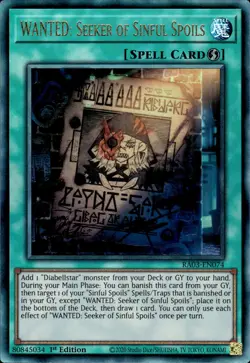WANTED: Seeker Of Sinful Spoils - Ultimate Rare 1st Ed. RA03-EN074 - NM - YuGiOh - Image 1
