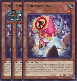 Yugioh! 3x Gnomaterial MZMU-EN089 Rare 1st Ed NM - Image 1