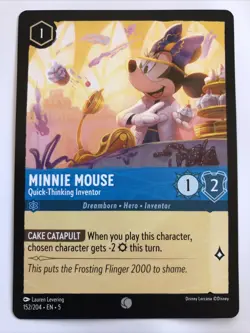 Disney Lorcana Shimmering Skies Minnie Mouse Quick-Thinking Inventor 152/204 NM - Image 1