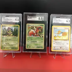 Pokemon Graded Card Lot (3 Slabs) - Scizor 4 SGC 8.5, Seedot CGC 9.5, Doduo BS2 - Image 1