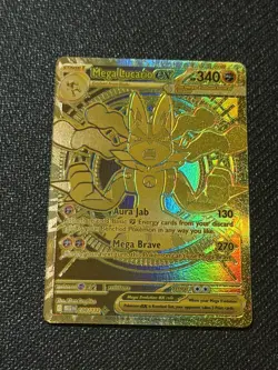 2025 Pokemon Card Mega Lucario ex 188/132 Gold Mega Hyper Rare Mega Evolution NM - Image 1