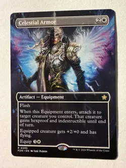 Celestial Armor 0295 Borderless Foundations FDN MTG NM - Image 1