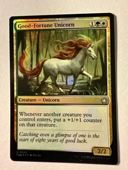 Good-Fortune Unicorn - 240 - Foil - FDN - NM - MTG Magic the Gathering - Image 1