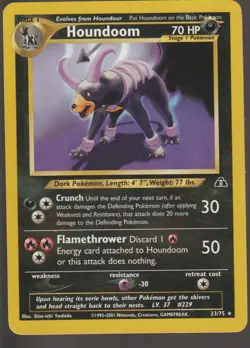 Houndoom Non Holo 23/75 Unlimited Neo Discovery Pokemon Card - LP - Image 1