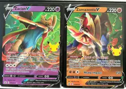Pokemon Card Zamazenta 018/025 Zacian V 016/025 Holo Set Of 2 Celebrations 25th - Image 1