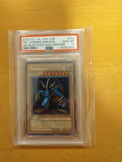 Yugioh Tri-Horned Dragon Secret Rare Unl Ed LOB-000 Reprint PSA 10 Gem mint - Image 2