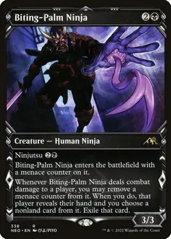 1x Biting-Palm Ninja - Showcase NM Eng MTG - Kamigawa: Neon Dynasty - Image 1
