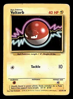 Voltorb Base Set 1999 Unlimited Print VG, 67/102 Pokemon Card. - Image 1