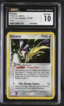 CGC 10 GEM MINT Delcatty 2007 EX Power Keepers 8/108 Holo Pokemon Card - Image 1