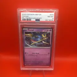 Pokemon TCG MEP Phantasmal Flames #015 Zacian Prerelease PSA 8 - Image 1