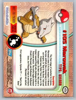Marowak #105 Topps Pokemon Card - Foil - Blue Logo - NM - Image 2