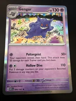 Pokemon TCG Gengar 94/165 Scarlet & Violet 151 Holo Card NM - Image 1