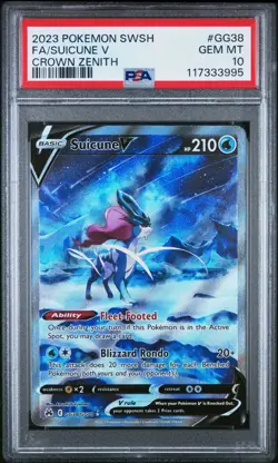 Pokemon PSA 10 GEM MINT Suicune V GG38/GG70 Crown Zenith Galarian Gallery - Image 1
