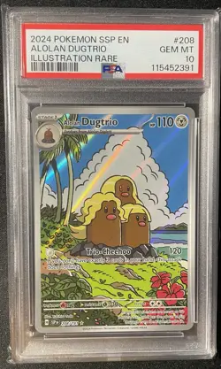 2024 POKEMON SSP EN ALOLAN DUGTRIO ILLUSTRATION RARE #208/191 PSA 10 - Image 1