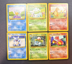 Base set Pokemon 6-Card Lot - Charmander/Bulbasaur/Squirtle - LP/MP - Image 1
