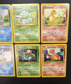 Base set Pokemon 6-Card Lot - Charmander/Bulbasaur/Squirtle - LP/MP - Image 3