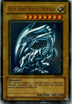Blue-Eyes White Dragon SDK-001 Ultra Rare Unlimited Edition HP/Poor Damaged - Image 1