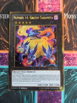Yu-Gi-Oh! Number 14: Greedy Sarameya PGL2-EN017 1st Ed Gold Secret NM - Image 1