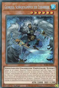 yugioh GEORGIUS SCHWERTKAMPFER DER EISBARRIERE BLTR-DE006 SECRET RARE 1A DEUTSCH - Image 1