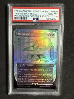 2025 MTG FINAL FANTASY WOODBLOCK BORDERLESS-FOIL #0330 THE WIND CRYSTAL PSA 10 - Image 1