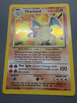 1999 POKEMON BASE SET UNLIMITED CHARIZARD HOLO 4/102 RARE VINTAGE MP - Image 1
