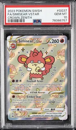 2023 POKEMON SWORD & SHIELD CROWN ZENITH #GG37 FULL ART/SIMISEAR VSTAR PSA 10 - Image 1