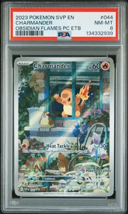 2023 POKEMON OBSIDIAN FLAMES POKEMON CENTER ETB PROMO SVP #044 CHARMANDER PSA 8 - Image 1