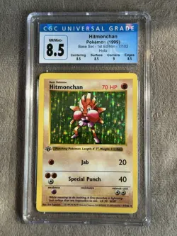 Pokemon 1999 Hitmonchan Base Set Shadowless 1st Edition 7/102 CGC 8.5 NM/Mint - Image 1
