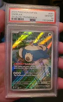 Pokemon Snorlax 151 ETB Illustration Rare Promo SVP en 051 PSA 10 Gem Mint - Image 1