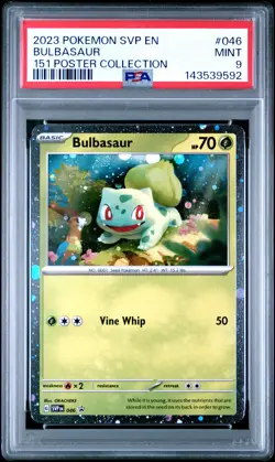 2023 POKEMON SVP EN-SV BLACK STAR PROMO 151 POSTER COLL #046 BULBASAUR PSA 9 - Image 1