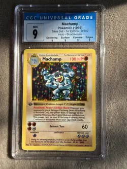 Pokemon 1999 Machamp Base Set Shadowless 1st Edition 8/102 CGC 9 Mint - Image 1